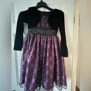 Elegant Girl Formal Dress - Purple and Black